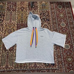 DKNY Women's Grey Hooded Sweatshirt with Multicolor Strings Size S